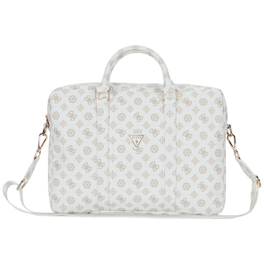 Guess Peony Triangle Logo taske til 16 tommer laptop, Hvid