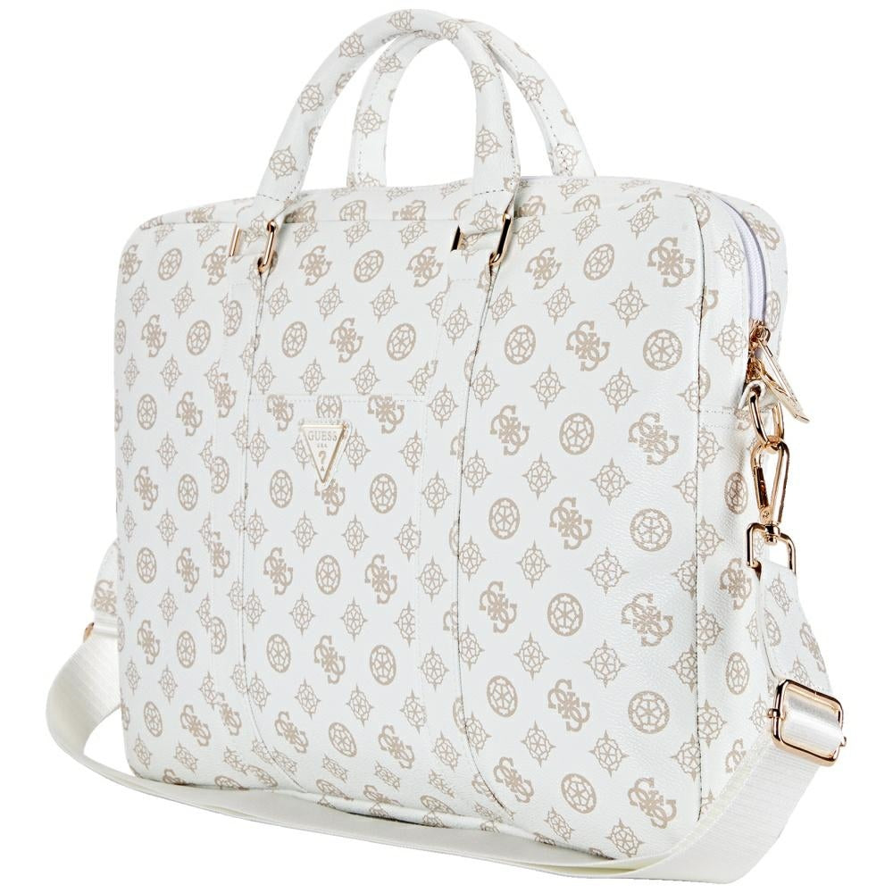 Guess Peony Triangle Logo taske til 16 tommer laptop, Hvid