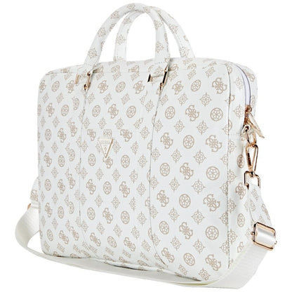 Guess Peony Triangle Logo taske til 16 tommer laptop, Hvid