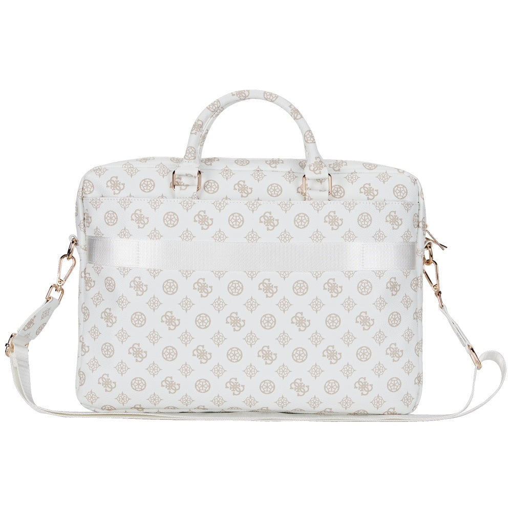 Guess Peony Triangle Logo taske til 16 tommer laptop, Hvid