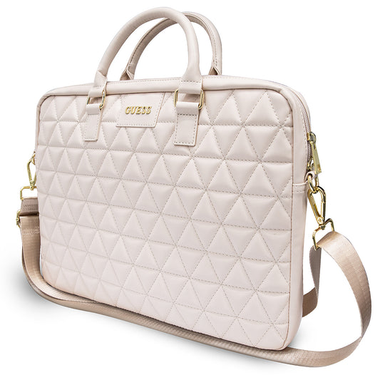Guess Quilted taske til 15 tommer laptop, Pink