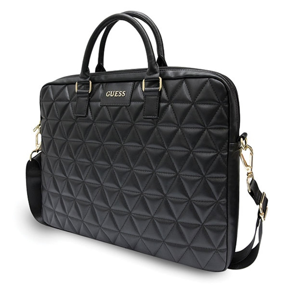Guess Quilted taske til 15 tommer laptop, Sort