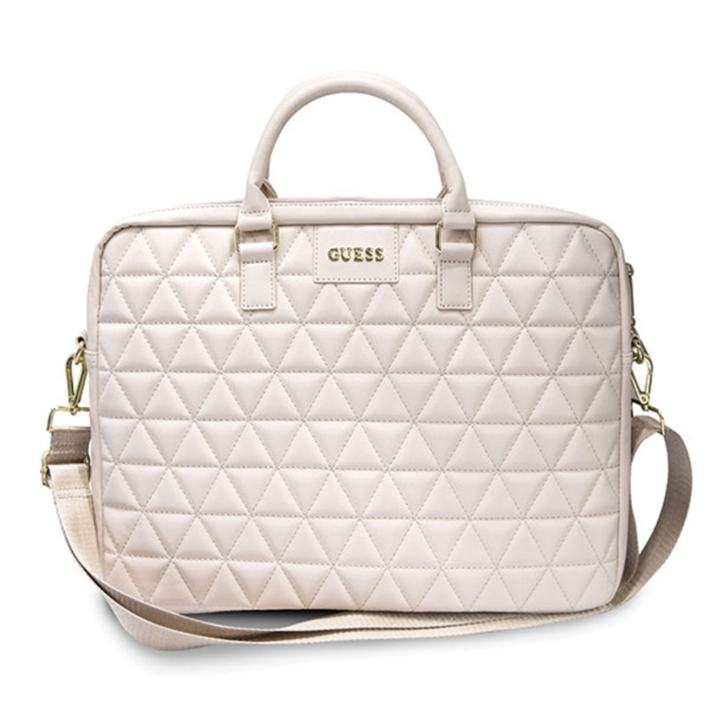 Guess Quilted taske til 15 tommer laptop, Pink
