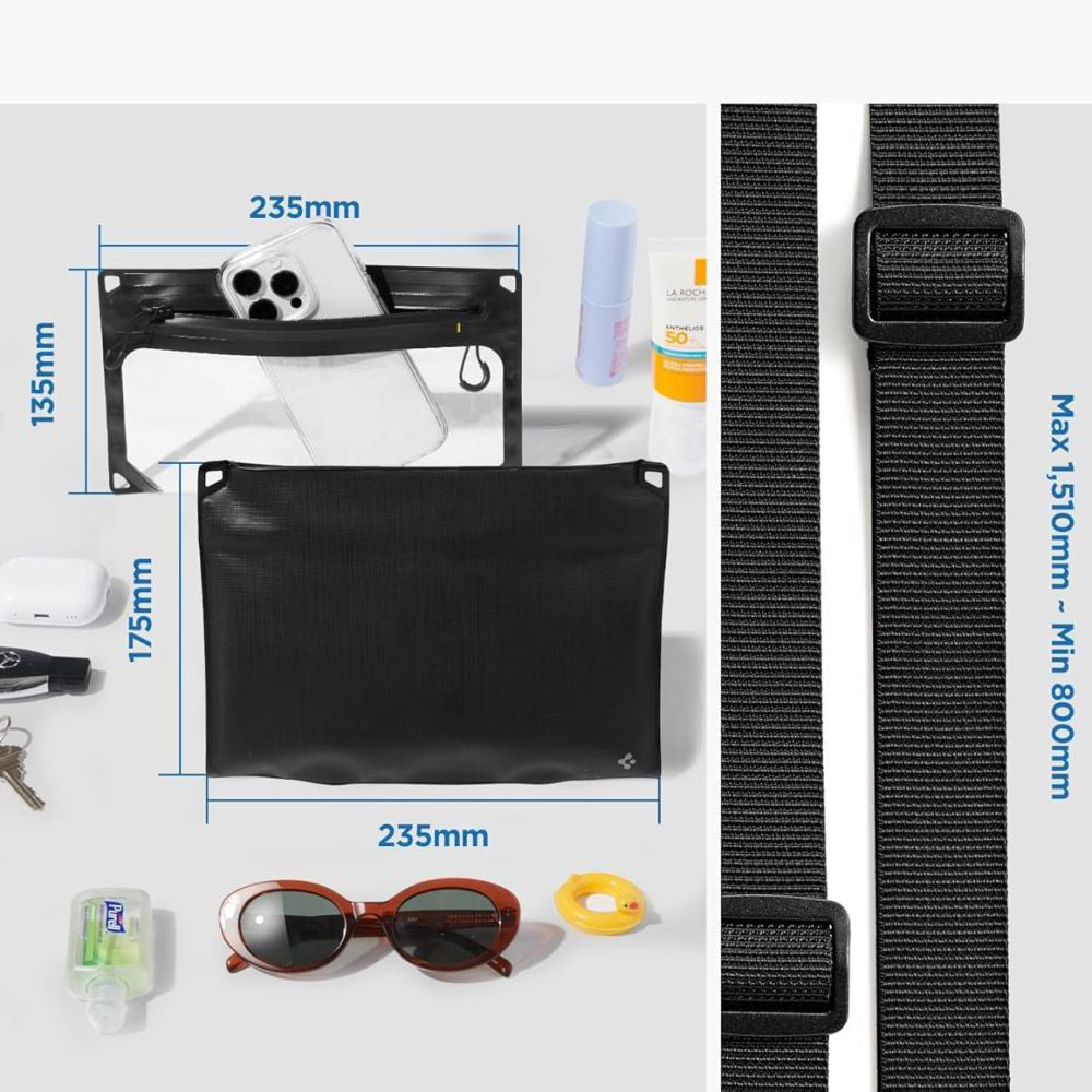 Universal Vandtæt Taske og Cover Spigen Crossbag, Sort AMP09746