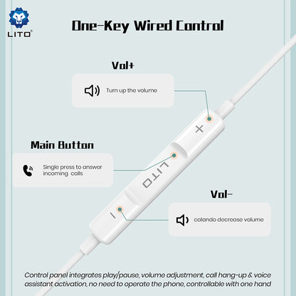 Handsfree 3.5m Lito LF01A, Hvid