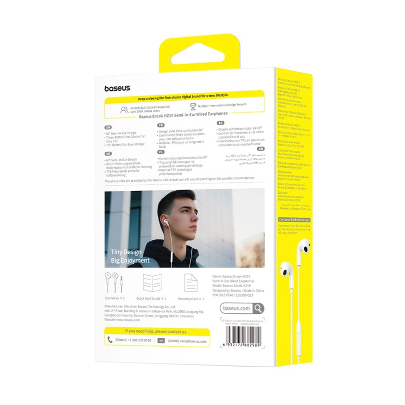 Handsfree 3.5mm Baseus Encok HZ19, Hvid A00182301213-00