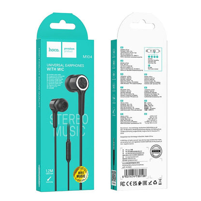 Handsfree 3.5mm HOCO M104, Sort
