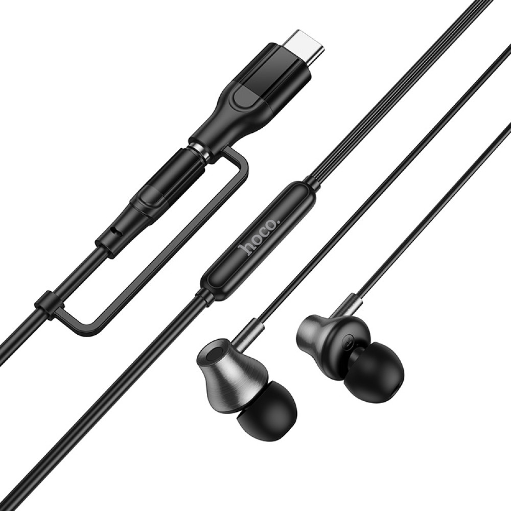 Handsfree 3,5 mm / USB-C HOCO M119A, Sort
