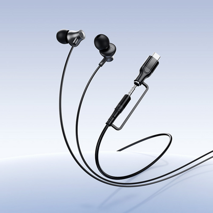 Handsfree 3,5 mm / USB-C HOCO M119A, Sort