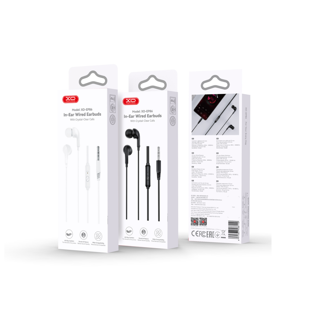 Handsfree 3,5 mm XO Design EP86, Sort