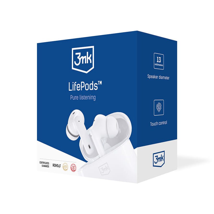 Bluetooth-håndfri 3MK LIFEPODS, TWS, ANC, Hvid