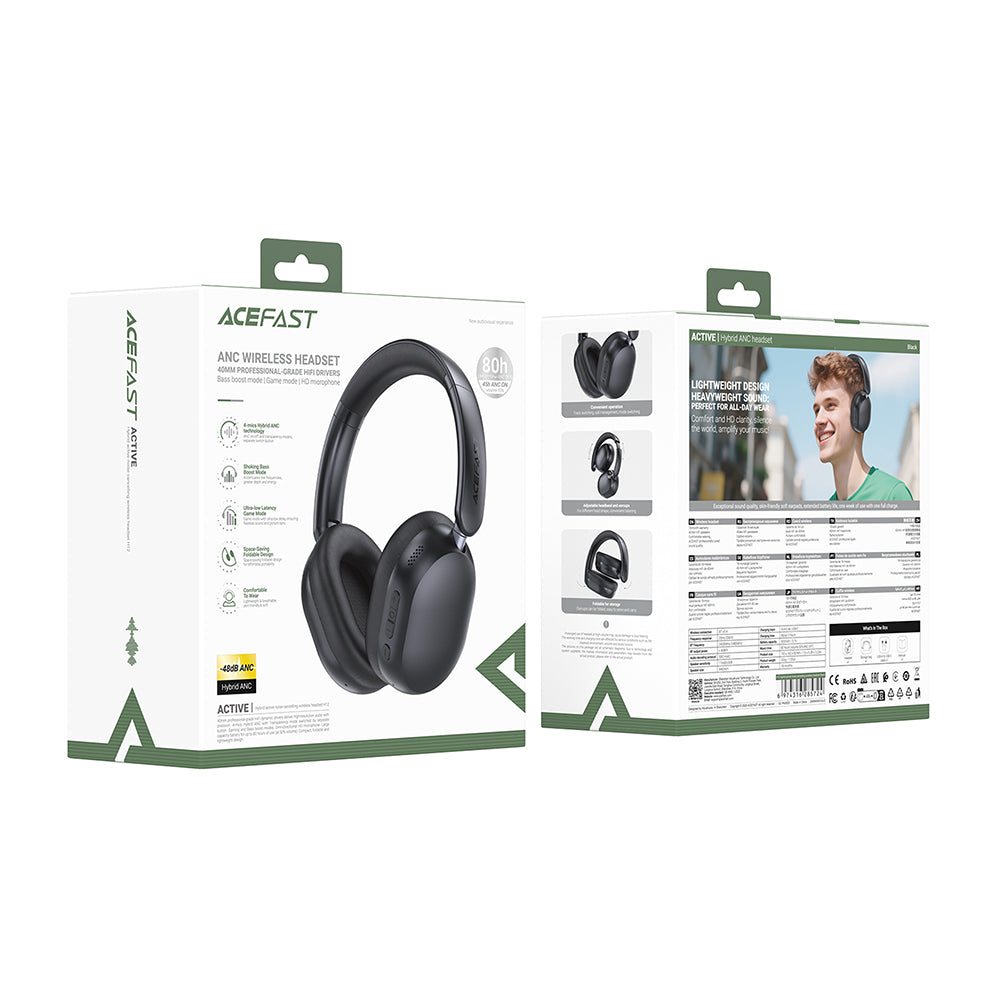 Handsfree Bluetooth Acefast H12, A2DP, ANC, Hvid