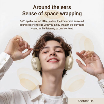 Handsfree Bluetooth Acefast H5, A2DP, ANC, White
