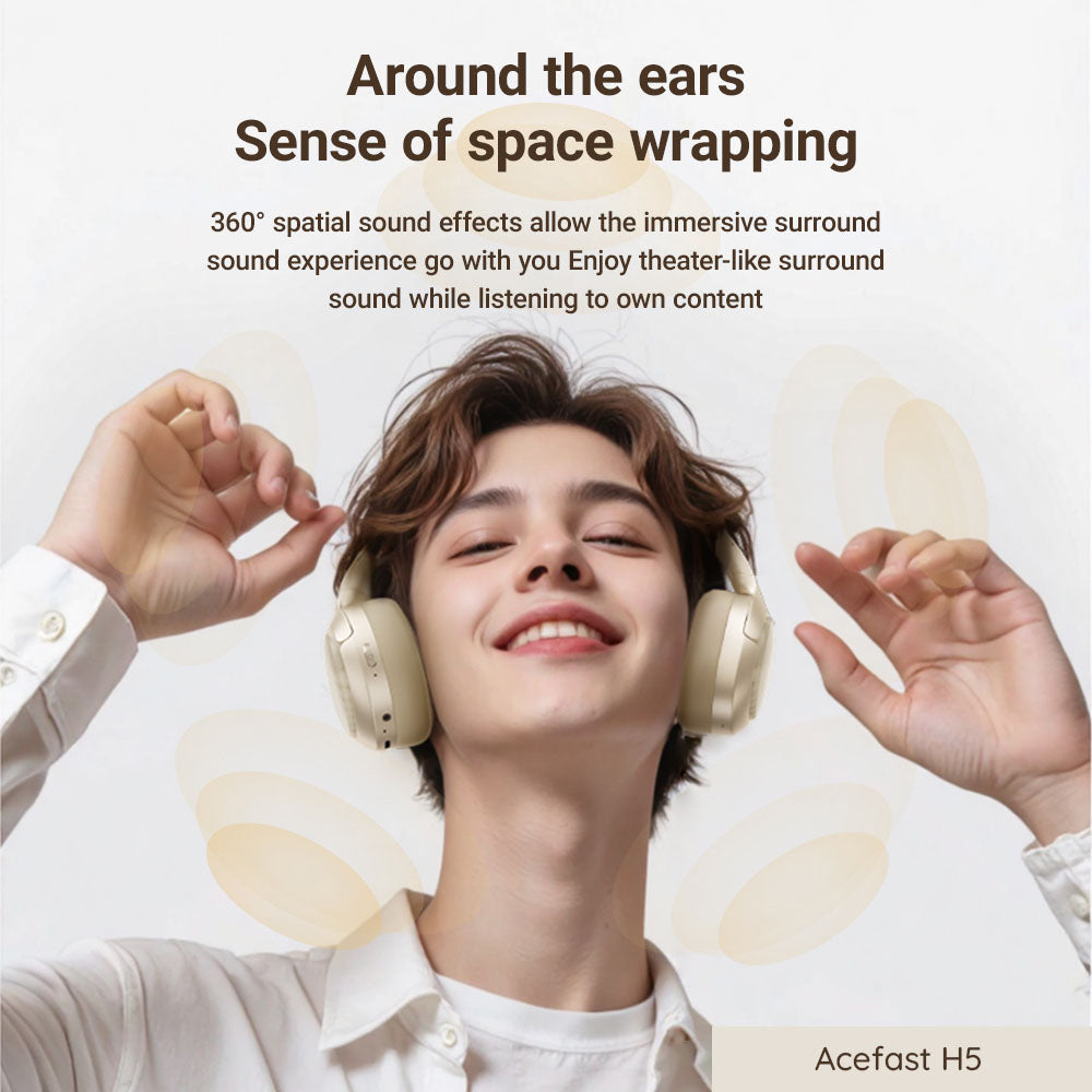 Handsfree Bluetooth Acefast H5, A2DP, ANC, Sort