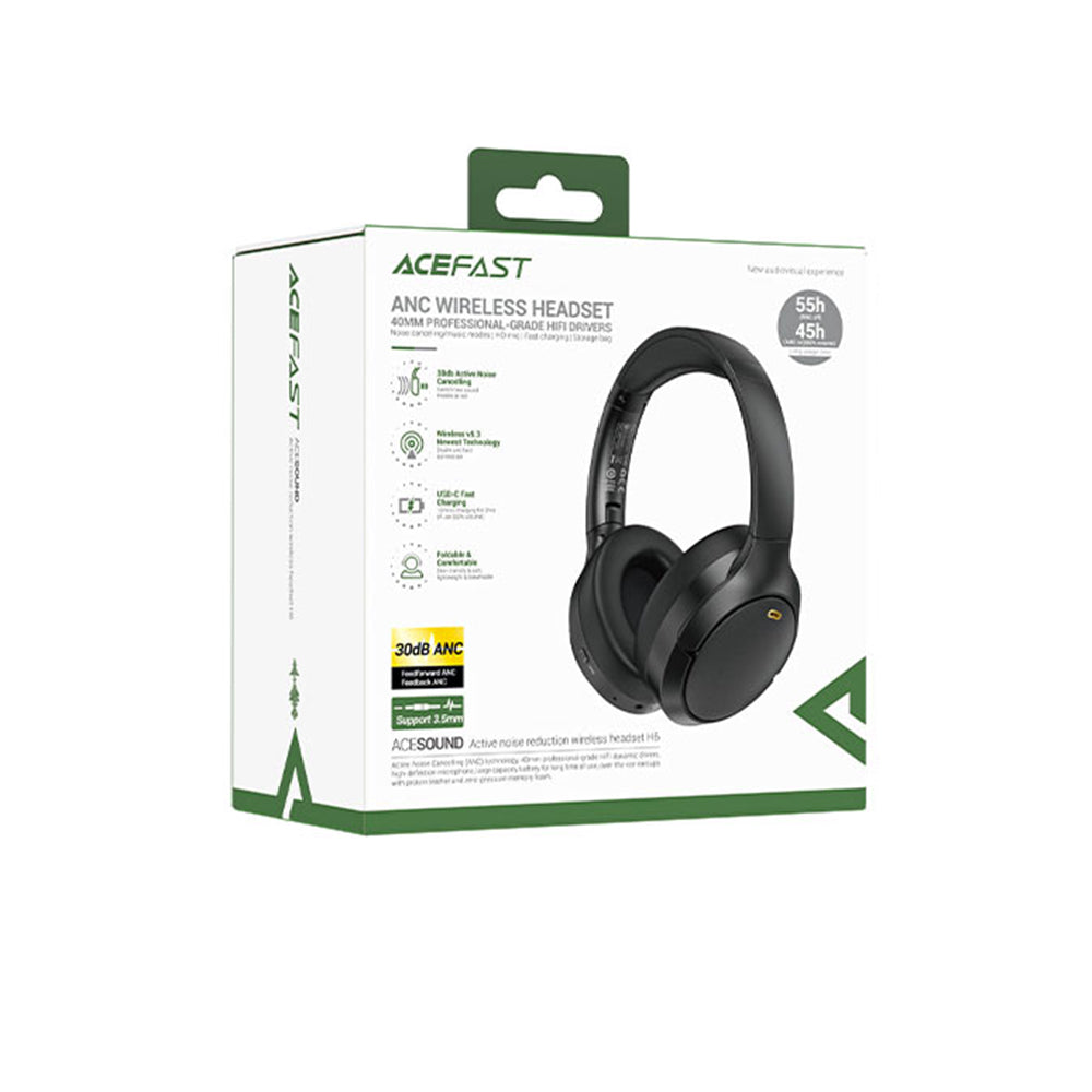 Handsfree Bluetooth Acefast H6, A2DP, ANC, Sort