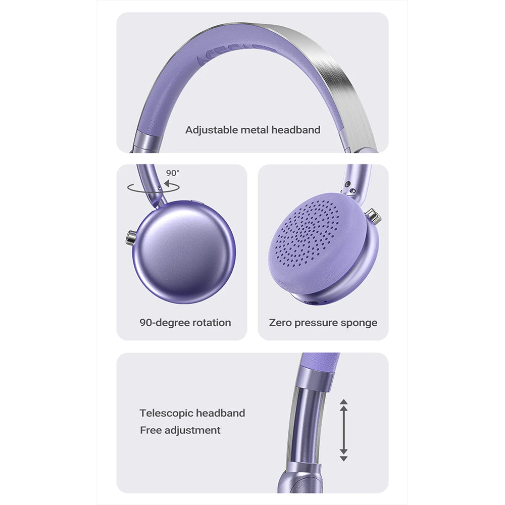 Handsfree Bluetooth Acefast H8, A2DP, ANC, Lilla