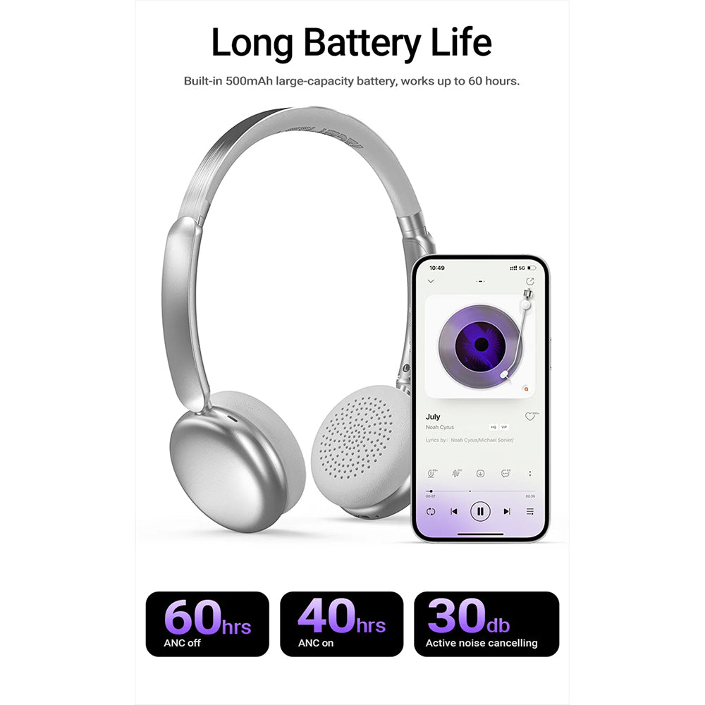 Handsfree Bluetooth Acefast H8, A2DP, ANC, Lilla