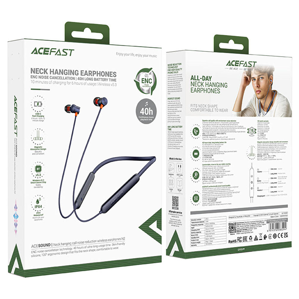 Handsfree Bluetooth Acefast N2, A2DP, Sort
