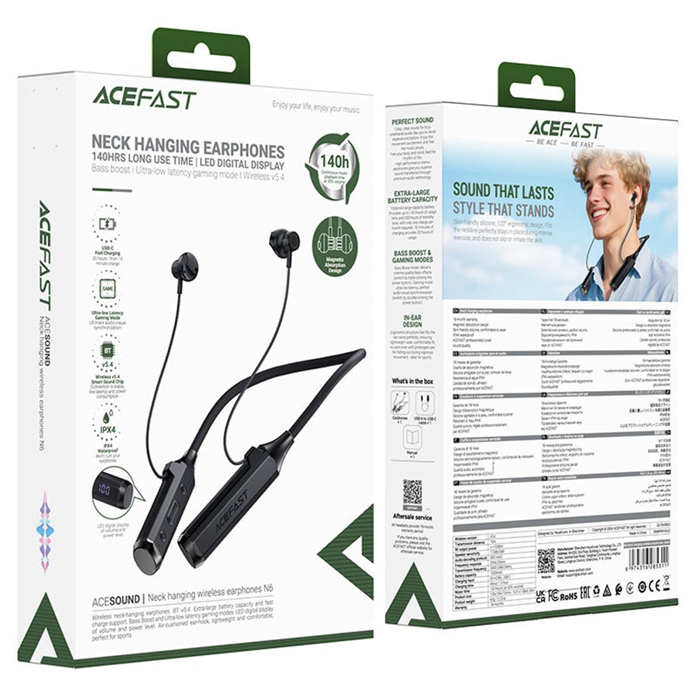 Handsfree Bluetooth Acefast N6, A2DP, Sort