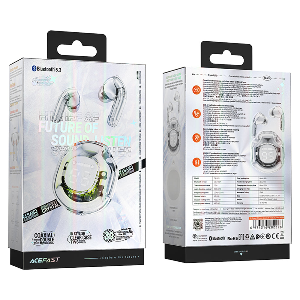 Handsfree Bluetooth Acefast T8, TWS, Hvid