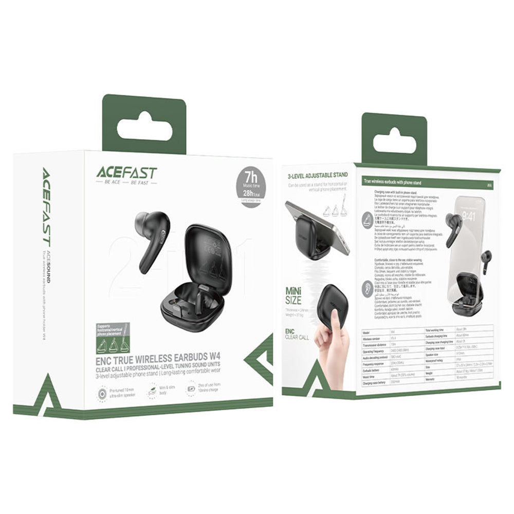 Handsfree Bluetooth Acefast W4, TWS, Sort
