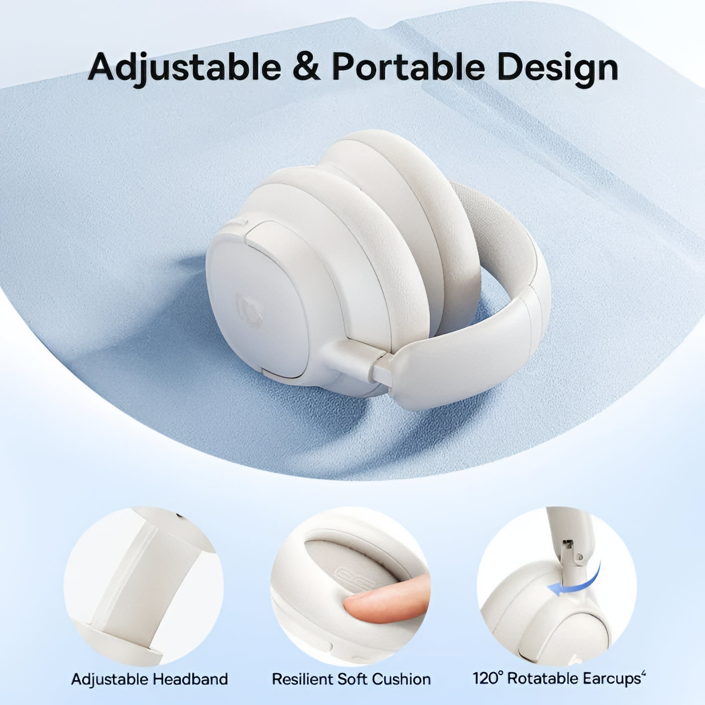 Handsfree Bluetooth Baseus Bass BH1 NC, MultiPoint, A2DP, ANC, Hvid A0203702