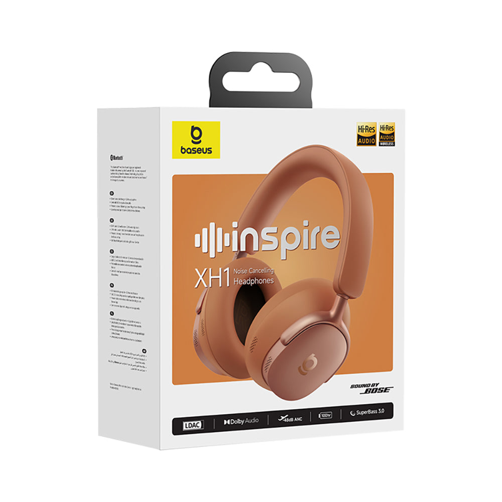 Handsfree Bluetooth Baseus Inspire XH1 Sound by Bose, A2DP, ANC, Koralfarvet Orange A0203600