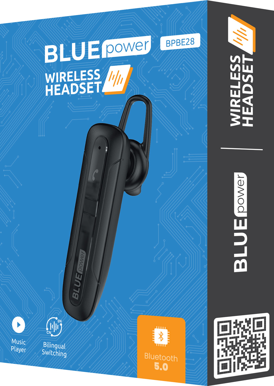 Håndfri Bluetooth Blue Power BPBE28, A2DP, Sort 