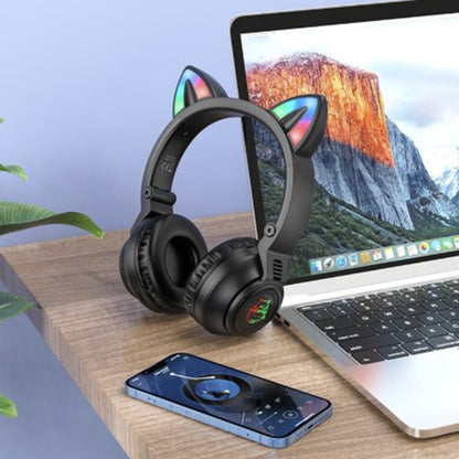 Handsfree Bluetooth Borofone BO18 Cat Ear, A2DP, Sort