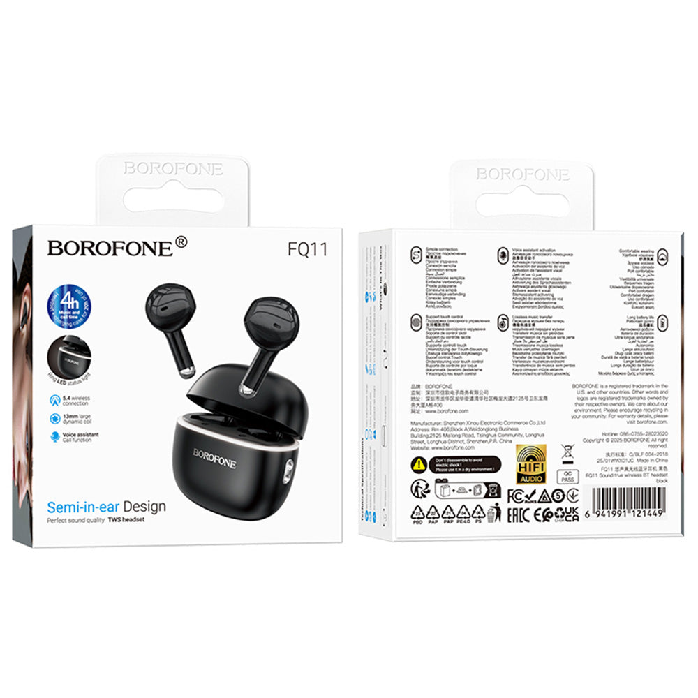 Handsfree Bluetooth Borofone FQ11 Sound, TWS, Sort