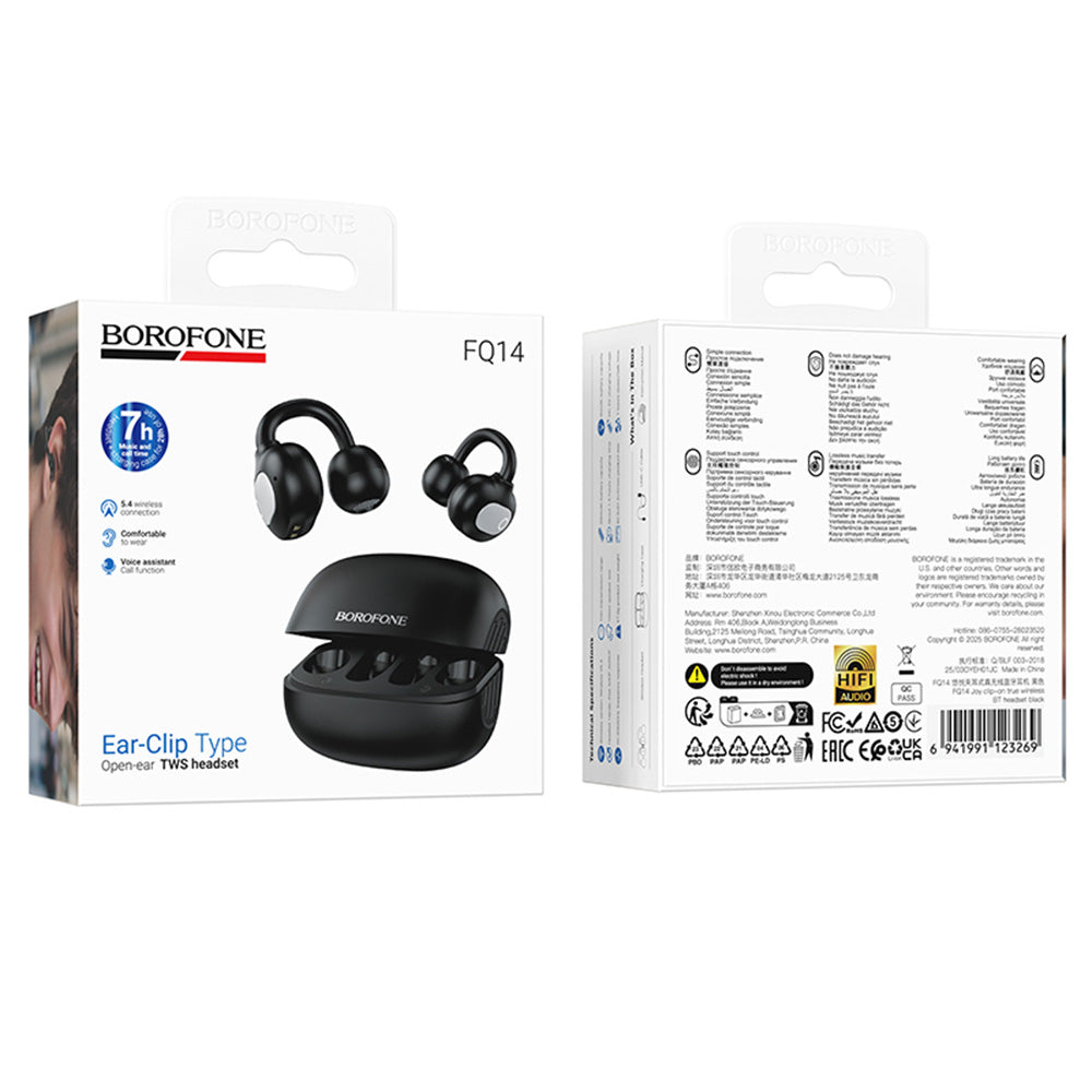 Handsfree Bluetooth Borofone FQ14 Joy, TWS, Sort