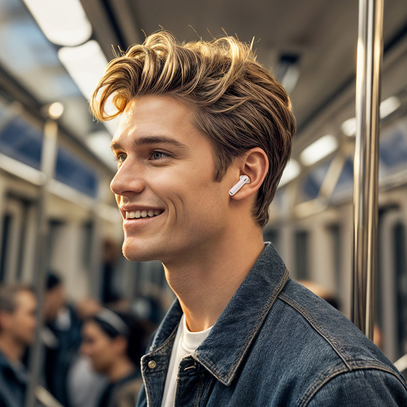 Handsfree Bluetooth Borofone FQ7 Treasure, TWS, ANC, MultiPoint, Hvid