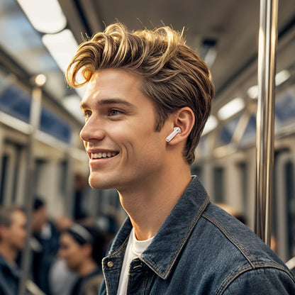 Handsfree Bluetooth Borofone FQ7 Treasure, TWS, ANC, MultiPoint, Hvid