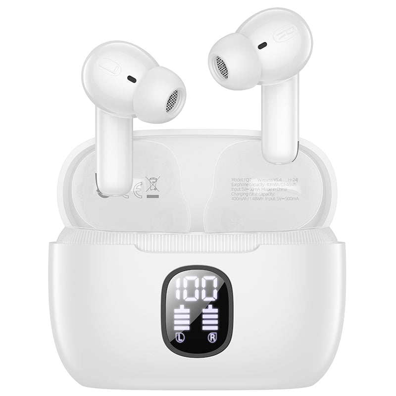Handsfree Bluetooth Borofone FQ7 Treasure, TWS, ANC, MultiPoint, Hvid