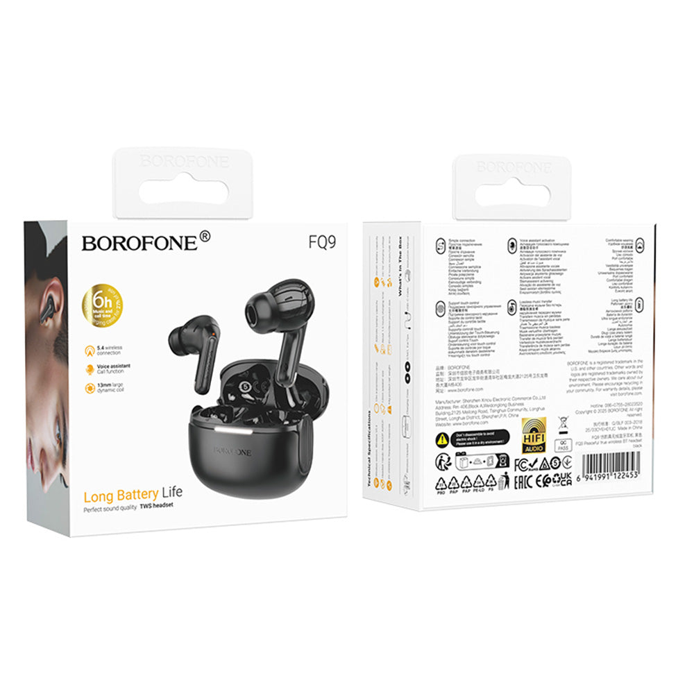 Handsfree Bluetooth Borofone FQ9 Peaceful, TWS, Black