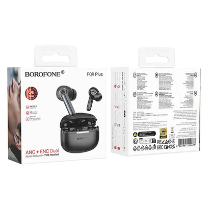Bluetooth-håndfri Borofone FQ9 Plus Peaceful, TWS, ANC, Sort