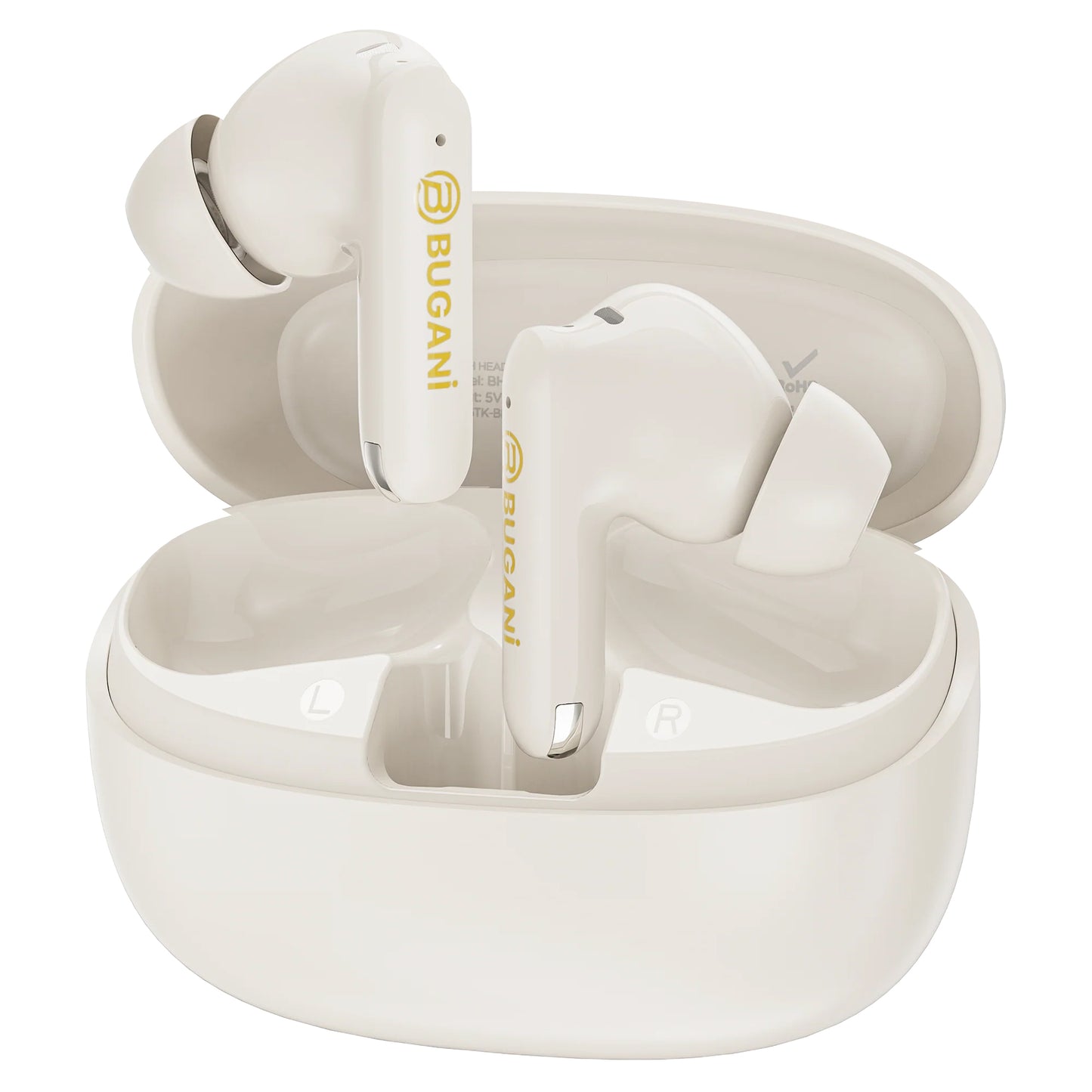 Bluetooth-håndfri Bugani Freebuds B20, TWS, ANC, Lys Creme