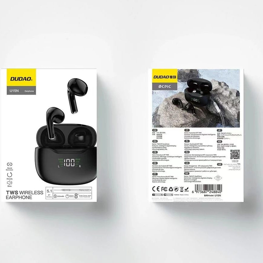 Handsfree Bluetooth Dudao U15N, TWS, Sort