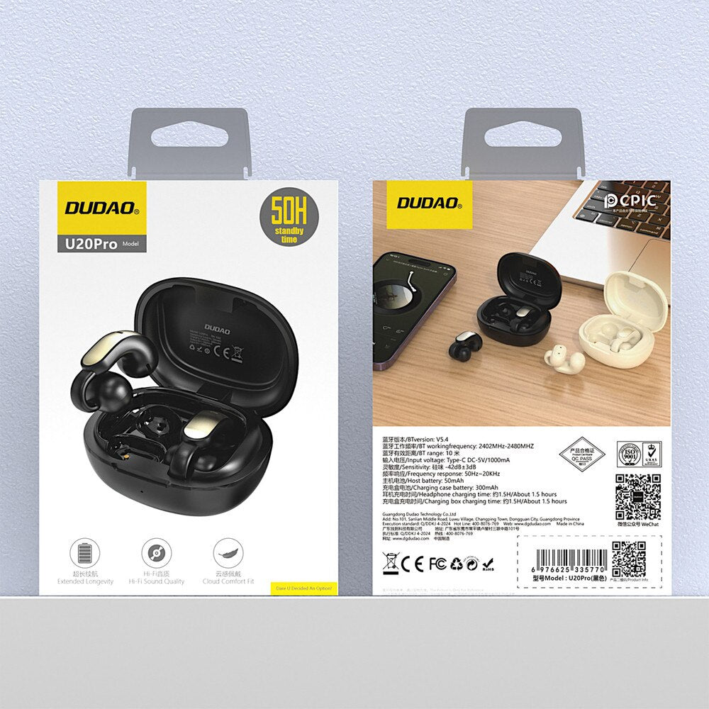 Handsfree Bluetooth Dudao U20, TWS, Sort