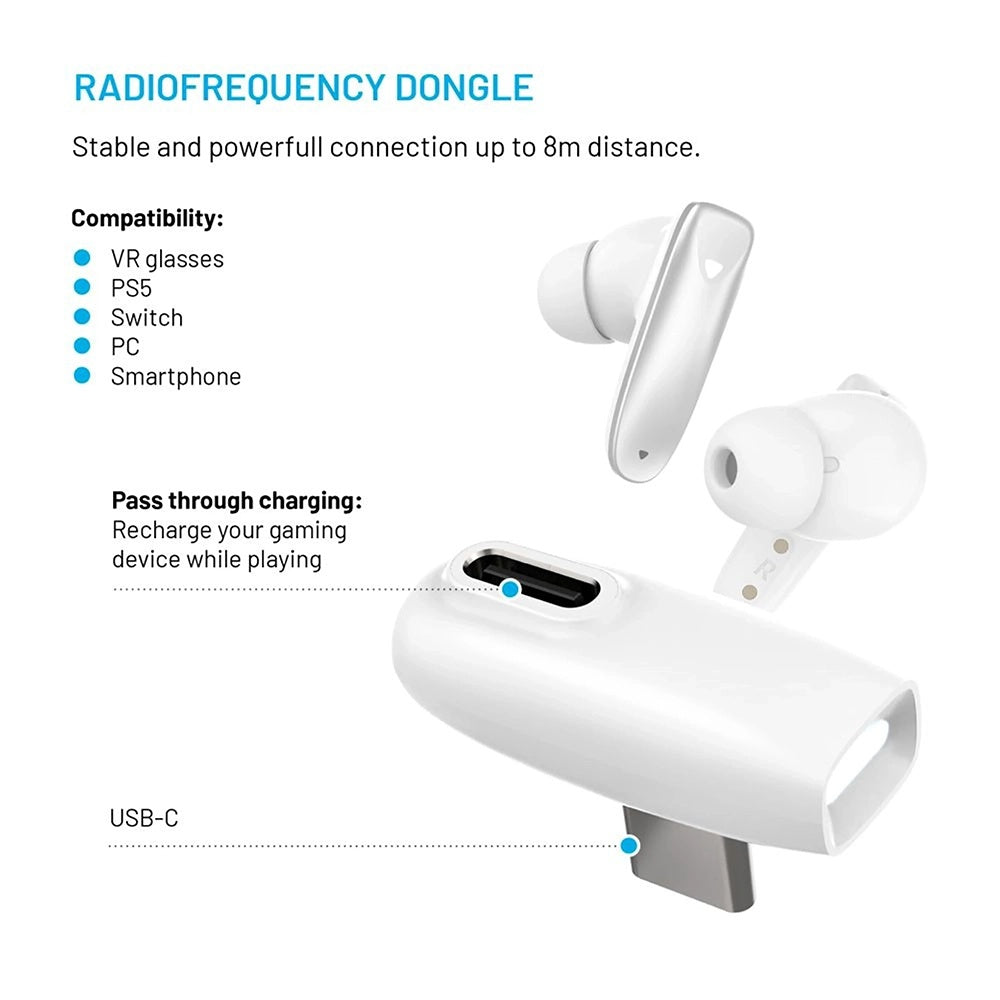 Handsfree Bluetooth Fixed Pods, TWS, Hvid