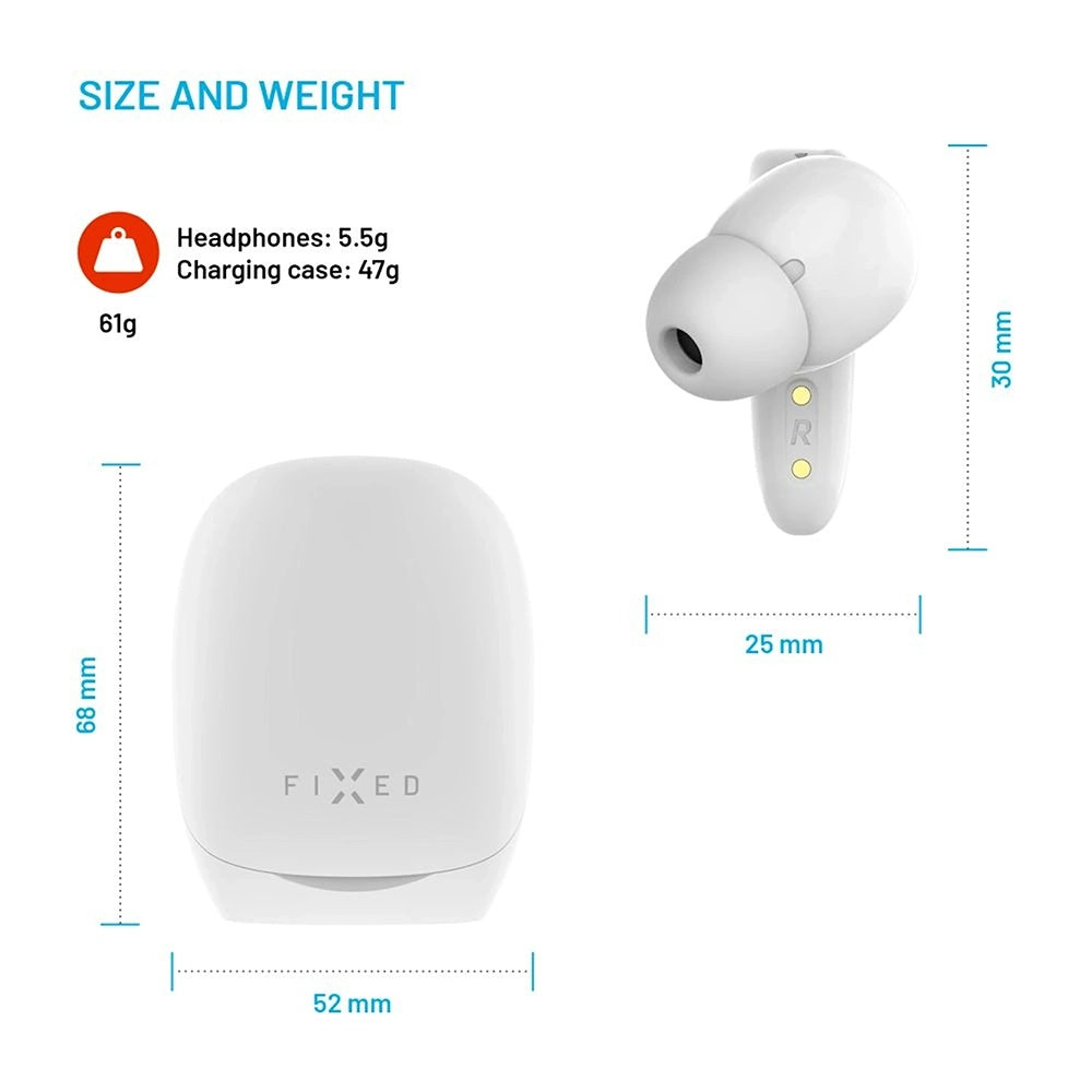 Handsfree Bluetooth Fixed Pods, TWS, Hvid