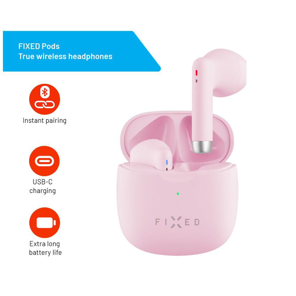 Handsfree Bluetooth Fastgjort, TWS, Pink