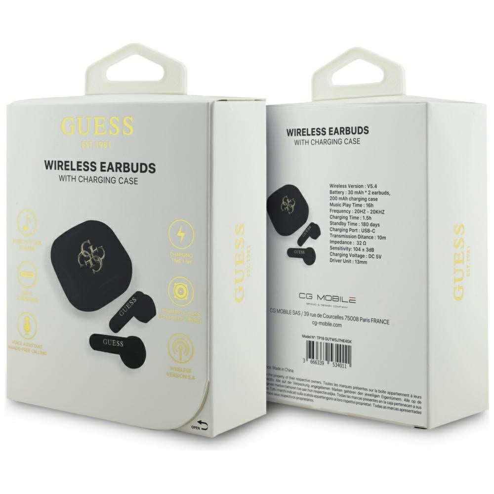 Handsfree Bluetooth Guess 4G Metal Logo, TWS, Hvid