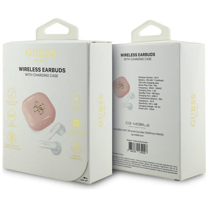 Handsfree Bluetooth Guess 4G Metal Logo, TWS, Pink