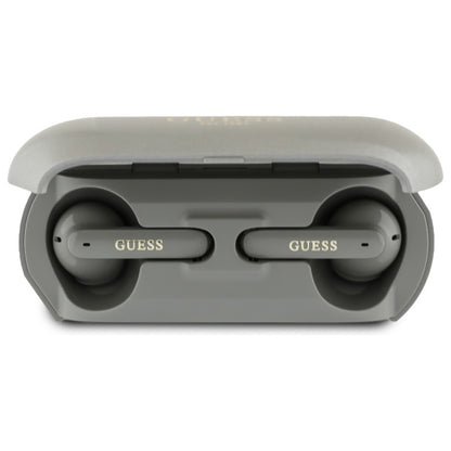 Handsfree Bluetooth Guess med forlænget metallisk trykt logo, TWS, Grå