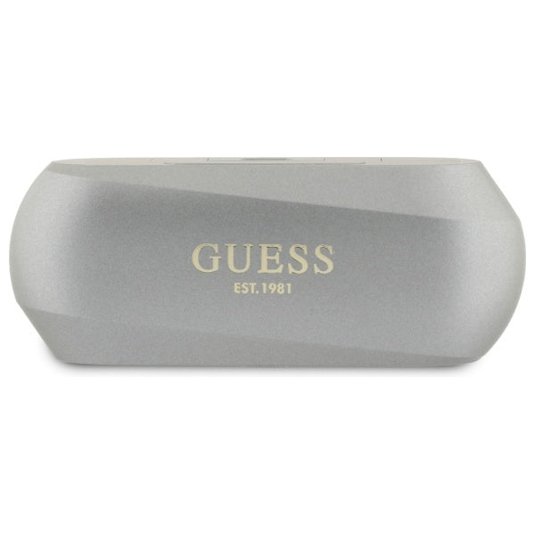Handsfree Bluetooth Guess med forlænget metallisk trykt logo, TWS, Grå