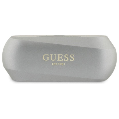 Handsfree Bluetooth Guess med forlænget metallisk trykt logo, TWS, Grå