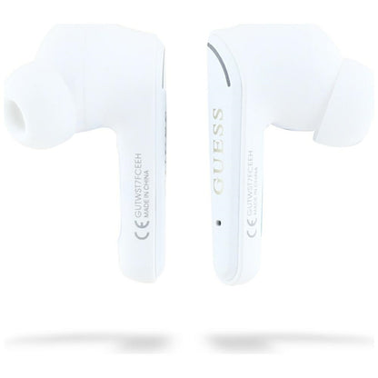Handsfree Bluetooth Guess Flat Classic Logo Electroplated, TWS, Hvid