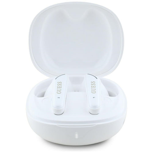 Handsfree Bluetooth Guess Flat Classic Logo Electroplated, TWS, Hvid