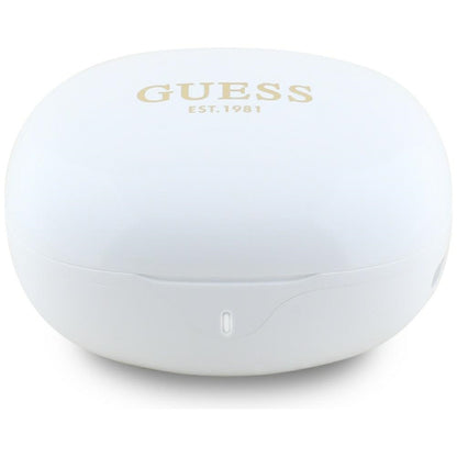 Handsfree Bluetooth Guess Flat Classic Logo Electroplated, TWS, Hvid